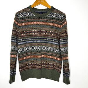 J. Crew Fair Isle Crew Neck Sweater Men's Green Medium‎